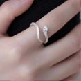 thumbnail image 2 of Sterling Silver Snake Ring with Green Gemstone Eyes, Adjustable Size 5.45.7cm, Women's Jewellery, 0.3cm Band Width, Silicone, 2 of 5
