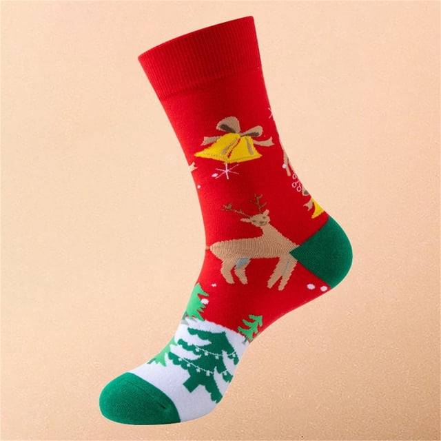 Adult Novelty Christmas Socks Festive Santa and Bells Design Multi Pack for Holiday