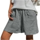 thumbnail image 2 of ICHUANYI Clearance Fashion Women's Summer Casual Waist Elastic Pocket Solid Color Shorts(Gray, XL) ICHUANYI WER2023080909337, 2 of 8