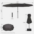 thumbnail image 3 of 15FT Large Patio Umbrella,Rectangular Patio Umbrella With Crank,Double-Sided Twin Outdoor Market Umbrella for Yard,Lawn Garden(Without Base-Dark Gray), 3 of 6