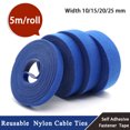 thumbnail image 1 of 5m/roll Cable Ties Reusable Loop Bundle Self Adhesive Blue Nylon Strap Organizer Clip Wire Holder Management Fastening Tape width 15mm 2 rolls, 1 of 5