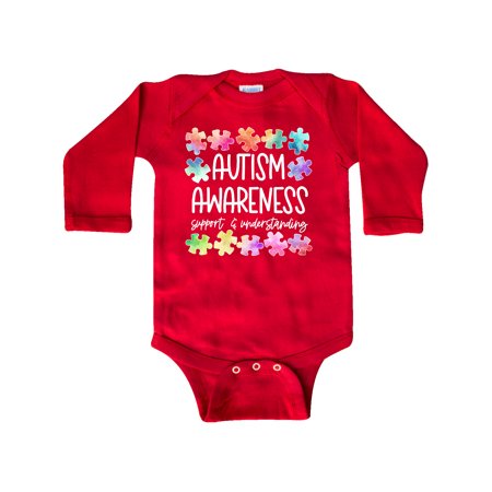 

Inktastic Autism Awareness Support and Understanding Puzzle Pieces Gift Baby Boy or Baby Girl Long Sleeve Bodysuit