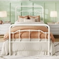 thumbnail image 2 of Amolife Twin Size Bed Frame, Metal Platform Bed with Vintage Headboard&Footboard, No Box Spring Required, Easy Assembly, White, 2 of 7