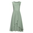 thumbnail image 4 of QJUHUNG Robe Midi Formelle pour Femmes Soirée Été Col en V Manches Courtes T-Shirt Soirée Invité de Mariage Style Asymétrique B-8 Cocktail Gris_i L, 4 of 6