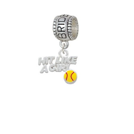 Hit Like a Girl with Enamel Softball - Bridesmaid Charm Bead