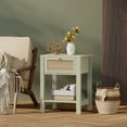 thumbnail image 3 of Surmoby Nightstand Set of 2,Boho Bedside Tables with Rattan Decor Drawer and Open Storage Shelf,Side Table End Tables for Bedroom or Living Room,Green, 3 of 7