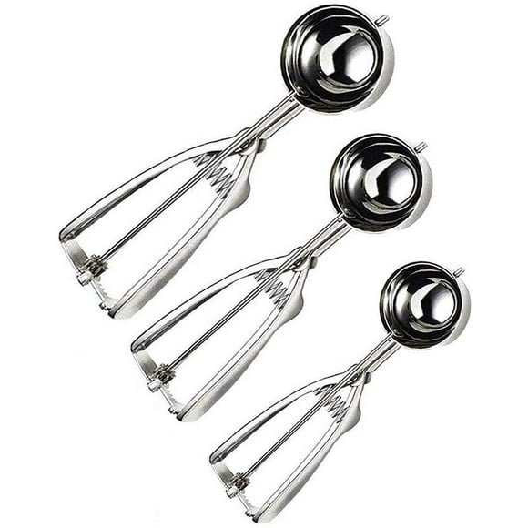 Cookie Scoop Set, Ice Cream Scoop Set, 3 PCS Stainless Steel Ice Cream Scoop Trigger , Melon Scoop (cookie scoop)