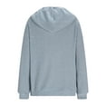 thumbnail image 7 of Women's Sweater Hoodies Knit Tops Long Sleeve Loose Casual Drawstring Buttons Hooded Plain Pullover Sweatshirts (XL, Light Blue), 7 of 7