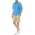 thumbnail image 2 of INSPIRE CHIC Men's Shirts Solid Color Short Sleeve Point Collar Shirt with Pockets  S Light Blue, 2 of 6