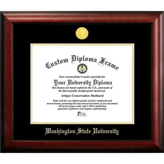 Campus Images WA996GED-1411 11 x 14 in. Washington State University Gold Embossed Diploma Satin Mahogany Frame