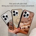 thumbnail image 3 of Bling Glitter Diamond Case for iPhone 15 Pro Max, Women Girls Makeup Mirror Phone with Ring Holder Stand, Sparkle 3D Handmade Rhinestone Flexible TPU Bumper Cover for iPhone 15 
 Pro Max, Gold, 3 of 10