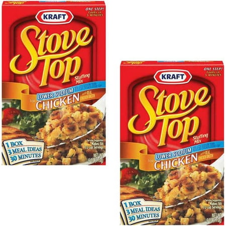 (2 Pack) Kraft Stove Top Low-Sodium Chicken Stuffing Mix, 6 oz (Best Low Sodium Meals)