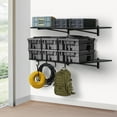 thumbnail image 6 of Heavy Duty Garage Wall Shelving with Hooks, 3.87 ft x 2 ft Wall Mounted Storage Shelves, Loads 200lbs Each (Black, 2 Pack), 6 of 7