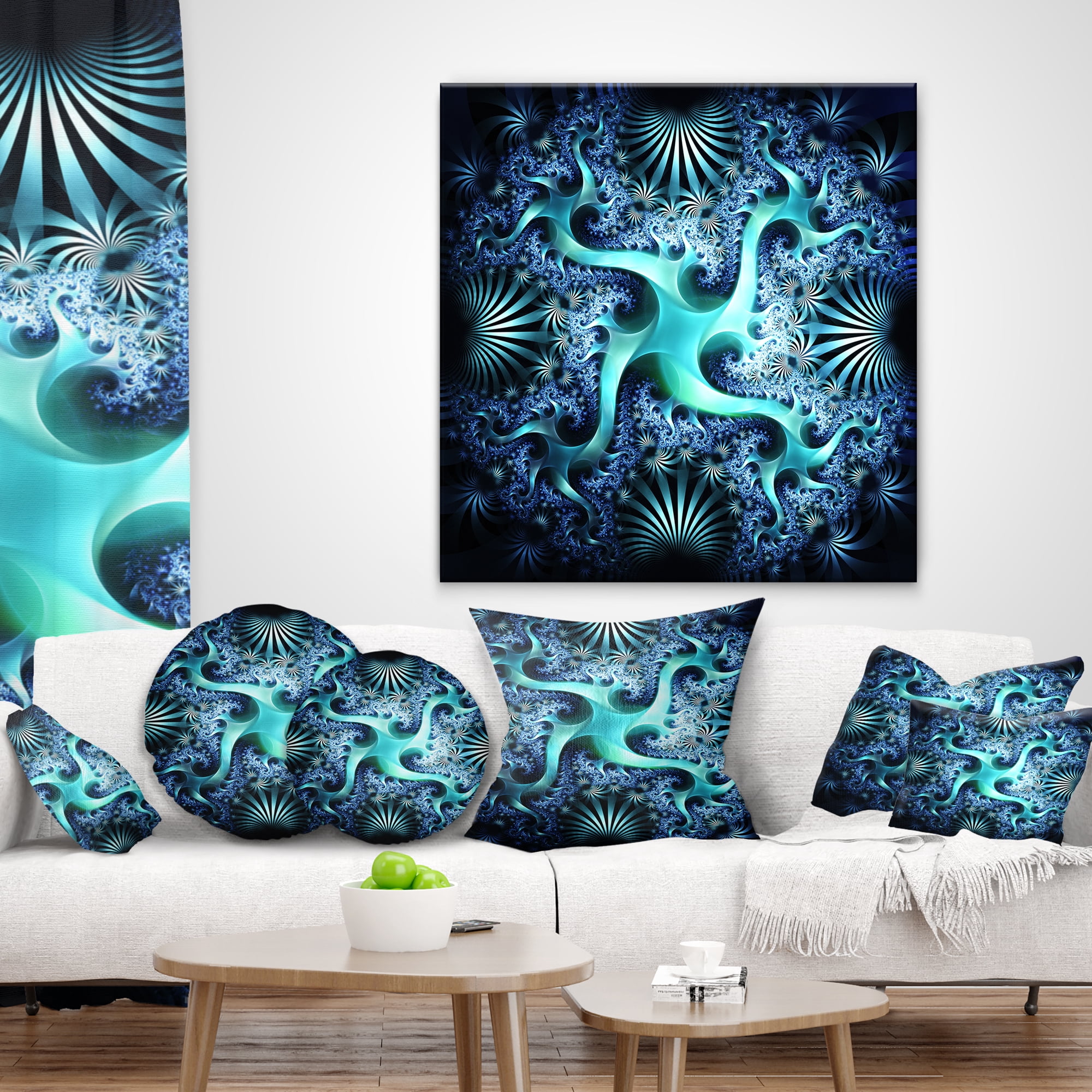 Designart 16" x 16" Blue Polyester Throw Pillow