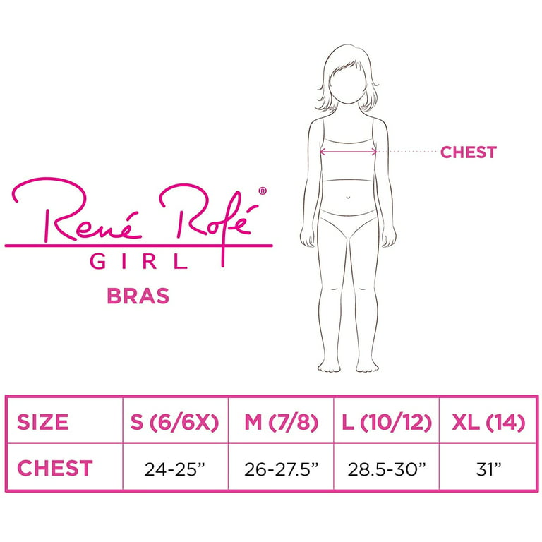 Rene Rofe Girls' Training Bra - 3 Pack Microfiber Cami Bralette (M-XL)
