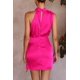 thumbnail image 5 of Vestido PRETTYGARDEN de satén sin mangas con cuello simulado y cinturón ajustable, talla pequeña, 5 of 8