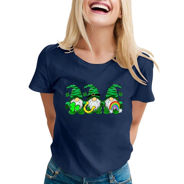 Cathalem T-Shirts Surdimensionnés pour Femmes, Blouse à Manches Courtes avec Motif, Hauts, Bleu Marine TG