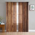 thumbnail image 2 of Brown Planks Retro Wood Grain Print Sheer Window Panel Curtains Room for Living Room Bedroom Kitchen Room Chiffon Tulle Curtains, 2 of 7