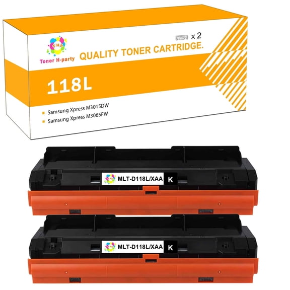 Toner H-Party 2-Pack Toner Cartridge Compatible for Samsung MLTD118L MLT-D118L Xpress M3015DW M3065FW Printer Ink Black 2x Black