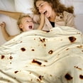 thumbnail image 4 of Tortilla Burritos Wrap Blanket, 300 GSM Double Sided Funny Realistic Food Blanket, Novelty Tortilla Giant Super Soft Taco Flannel Throw Blankets as, 80 inch Beige, 4 of 6