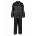 thumbnail image 2 of Up2date Fashion Men's Satin Pajama Set Full Sleeves Silky Loungewear 2 Piece Pjs Classic Button-Down Sleepwear, 2 of 4
