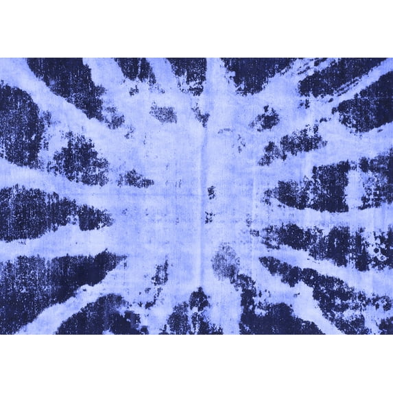 Ahgly Company Indoor Rectangle Abstract Blue Modern Area Rugs, 2' x 4'
