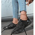 thumbnail image 3 of Women's and Men's Sequin Sneakers - Sparkly Low Top Lace-Up Fashion Shoes for Concert & Casual Wear, 3 of 14