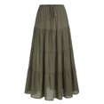 thumbnail image 5 of Fashion Long Skirts for Women Elastic Waistband Flowy Boho Maxi Skirt Summer Vacation Outfits A-Line Dress Green S, 5 of 6