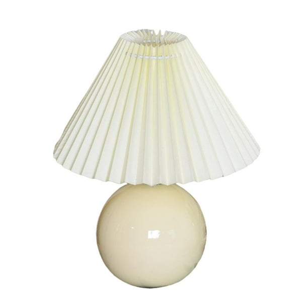 Lámpara LED plisada de ratán para decorar el escritorio, ideal para leer en el dormitorio. Cerámica Crema
