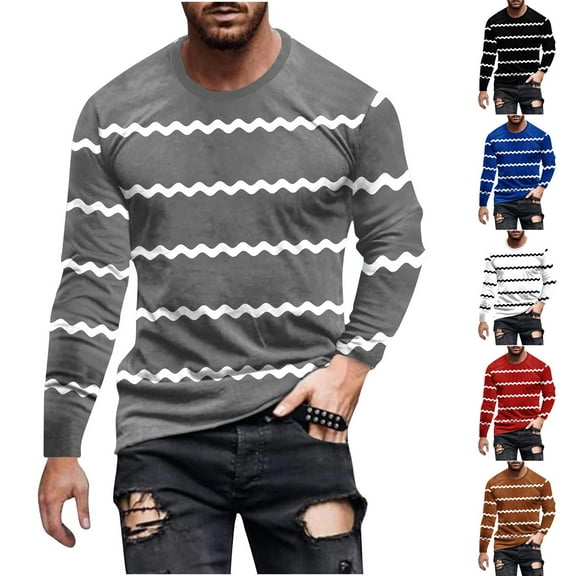 UVEASISHA Mens Big and Tall Striped T Shirts Fall Fashion Hipster Graphic Tees Slim Fit Casual Crewneck Muscle Tee Soft Stretchy Athletic Tops Black XXL