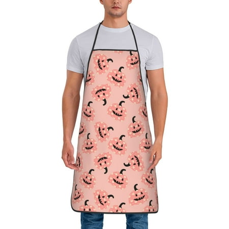 

Zeuib Smiling Pink Pumpkins Print Unisex Waterproof Aprons Cooking Aprons for Kitchen Gardening and Salon Water & Oil Resistant