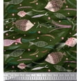 thumbnail image 1 of Soimoi Green Cotton Poplin Fabric Bubbles & Fish Ocean Print Fabric by the Yard 56 Inch Wide, 1 of 1