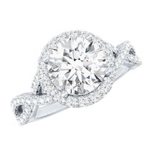 Rosec Jewels Certified Moissanite Engagement Ring 2 Carat - Crossover Ring for Women - D-VS1 Quality, 14K White Gold, US 10.00