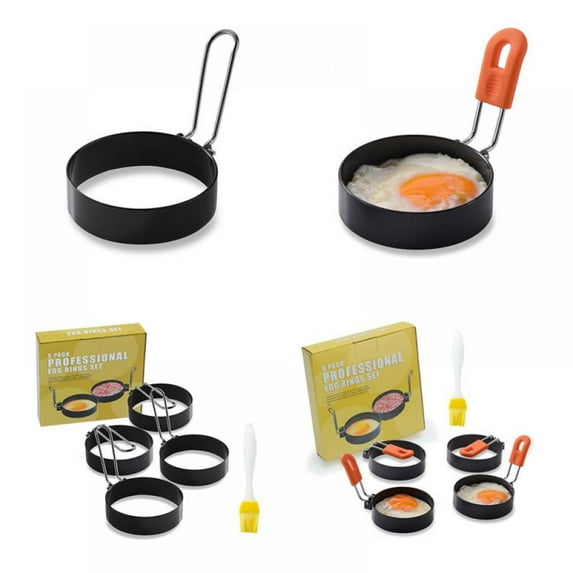 TINKER Stainless Steel Egg Cooking Rings with Handle, Portable Grill Accessories, For Camping Indoor Breakfast Sandwich Burger, Pancake Mold for frying Eggs and Omelet