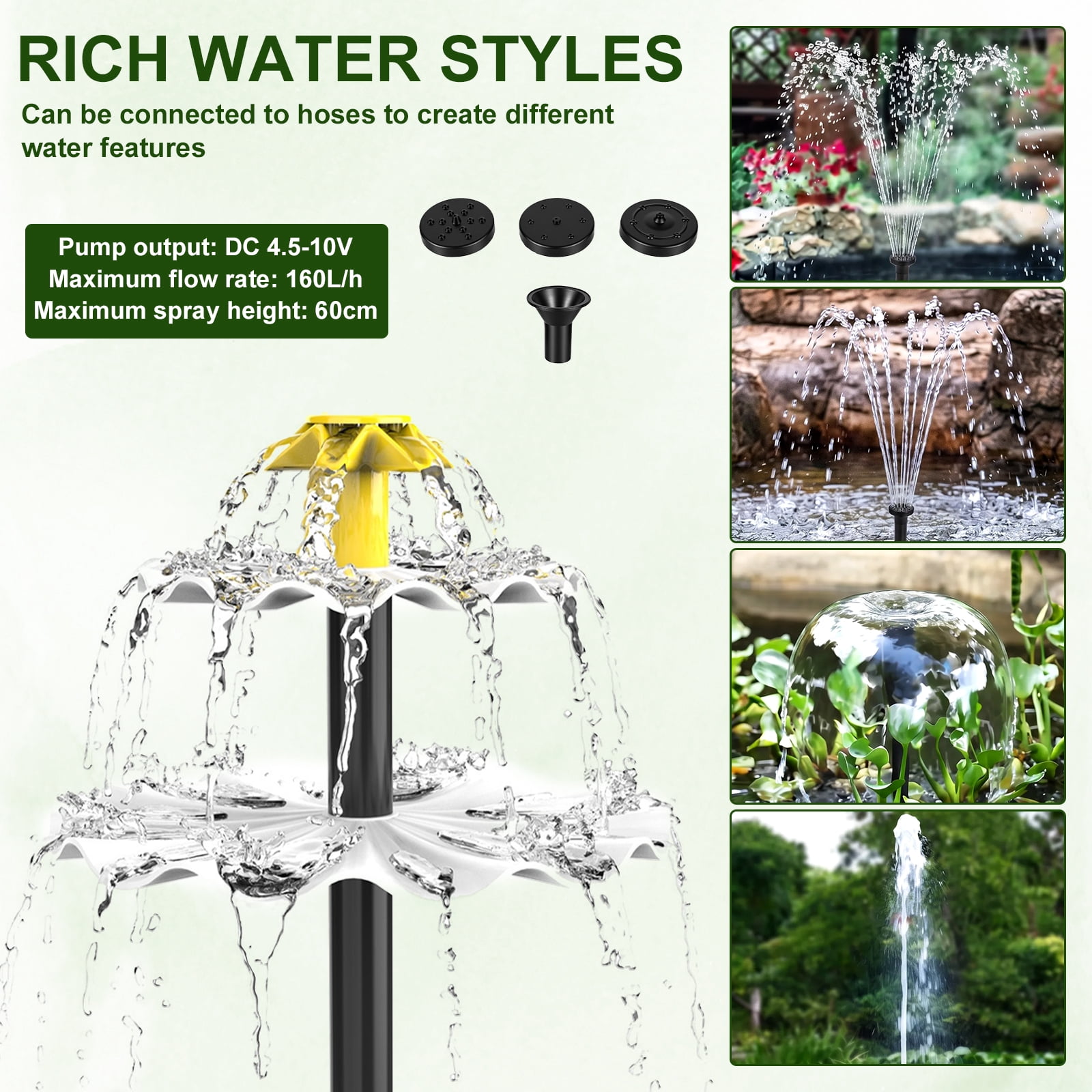 Threns Hanging Solar Bird Bath Fountain Solar Power Outdoor Water Fountain Hanging with Flowing Water Decorative Garden Yard Patio Bird Bath Fountains