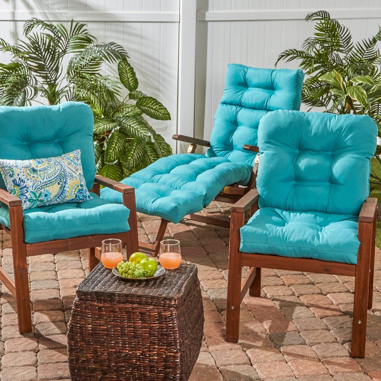 Greendale Home Fashions Denim 42 x 21 in. Outdoor Reversible Tufted Chair Cushion