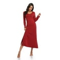 thumbnail image 4 of ANLIQI Full Length Sleepwear for Women Wide V-Neck Sleep Shirt Casual Long Night Dress Soft Loungewear with Pockets(Wine Red,2XL), 4 of 6