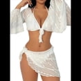 thumbnail image 1 of Conjunto de Bikini de 4 Piezas para Mujer - Traje de Baño Triangular con Cuello Halter Atrevido - Traje de Baño con Nudo Transparente S, 1 of 9