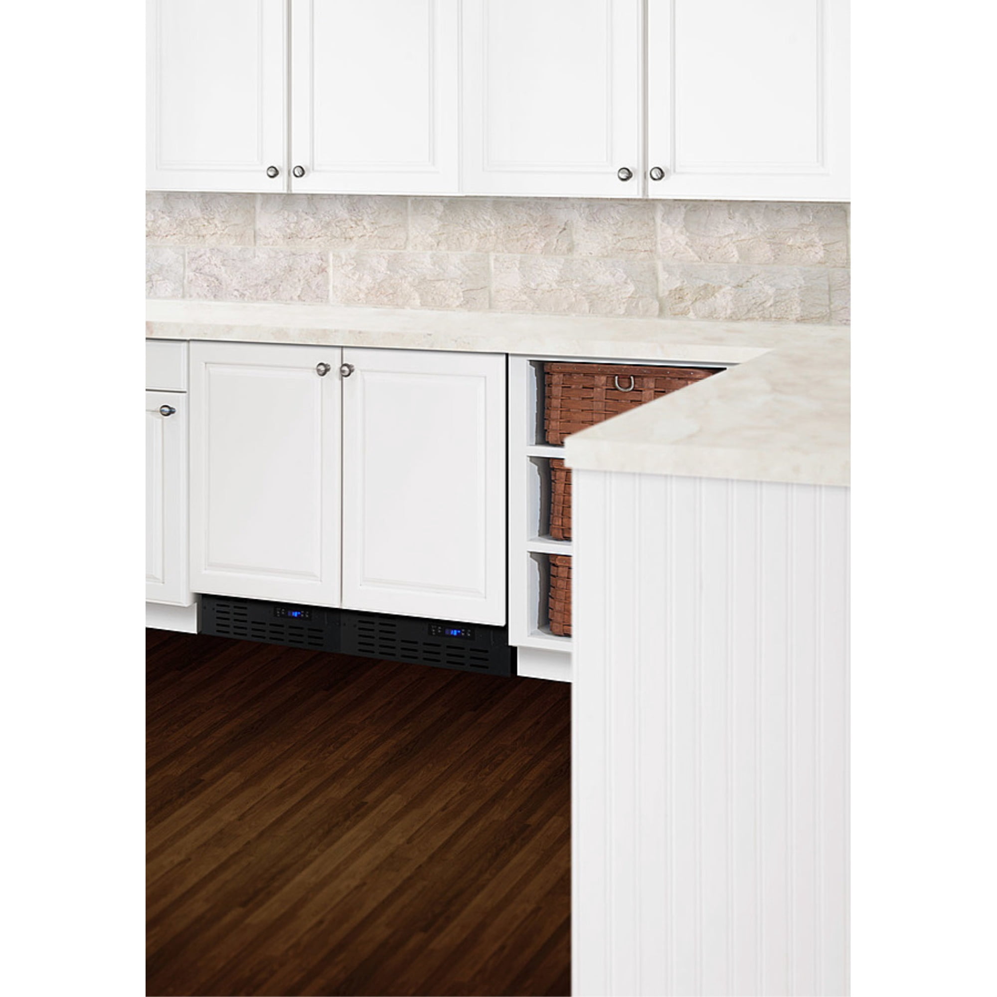 18" wide ADA compliant built-in undercounter manual defrost crescent icemaker with panel-ready door; no drain required