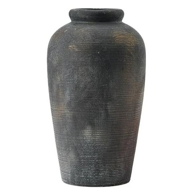 Large Ceramic Rustic Vase, 11 inch Minimalist Decorative Farmhouse Tall Vase for Home Decor
