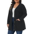 thumbnail image 4 of Agnes Orinda Women's Plus Size Button up Cardigan V Neck Long Sleeve Pocket Ribbed Knit Loose Casual Sweater 3X Black, 4 of 5