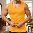 thumbnail image 2 of Mens Ribbed Tank Top Casual Workout Sleeveless Shirts Soft Gym Muscle Bodybuilding Tee Undershirts Summer Beach Clothes Yellow, Size L, 2 of 5