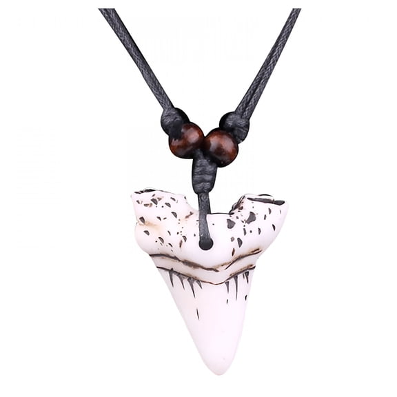 DESIGNICE Imitation Bone Carved Wooden Beads Sling Travel Souvenir Jewelry Shark Tooth Necklace Pendant for Men Teeth Necklaces Surfer Cool Beach Women Necklace Waterproof Dainty Choker Necklace