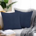 thumbnail image 2 of Throw Pillow Covers 26x26 Inch Set of 2, Solid Dark Blue Waterproof Outdoor Pillow Covers, Minimalism Abstract Denim Texture Decorative Cushion Pillowcases for Couch, Sofa, Bed, Garden, Patio, 2 of 9