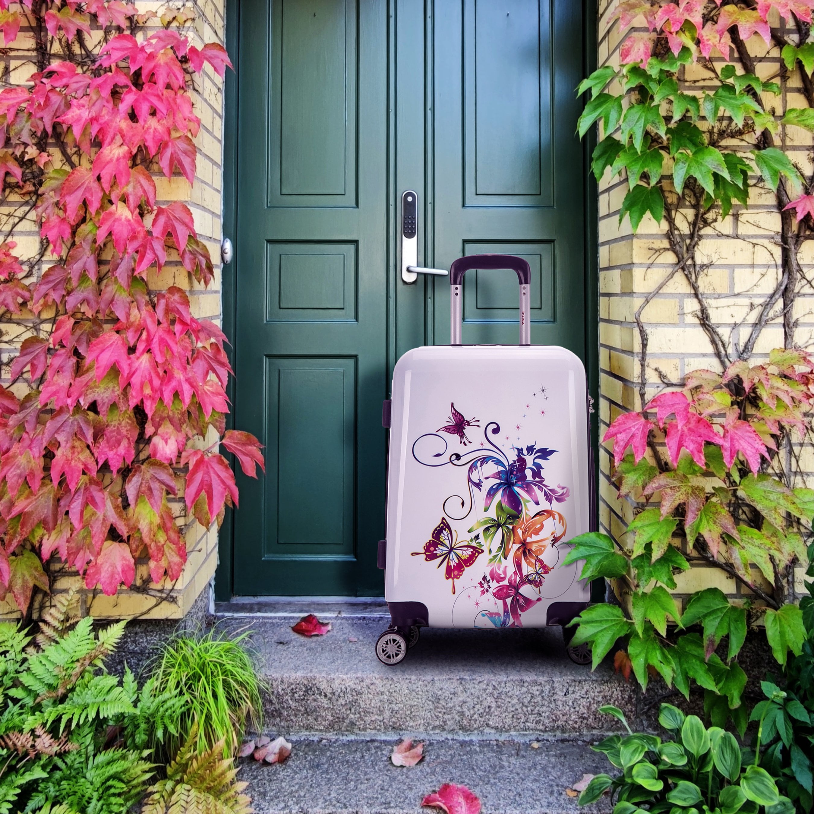 InUSA Print 20" Hardside Checked Luggage with Spinner Wheels, Handle and Trolley, Fusion