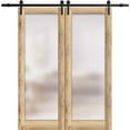 thumbnail image 1 of Sturdy Double Barn Door 72 x 96 inches | Planum 2102 Oak | 13FT Rail Hangers Heavy Set | Solid Panel Interior Doors, 1 of 6