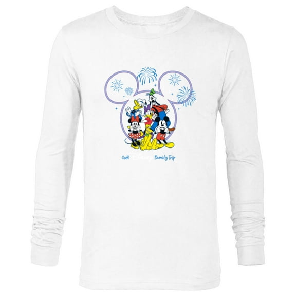 Disney Mickey and Friends Fireworks Our Disney Family Trip - Long Sleeve T-Shirt for Men - Customized-White