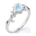 thumbnail image 4 of JeenMata Tree Leaves - 0.50 Carat Round Cut Rainbow Moonstone - Solitaire Engagement Ring - 18K White Gold Plating over Silver, 4 of 7