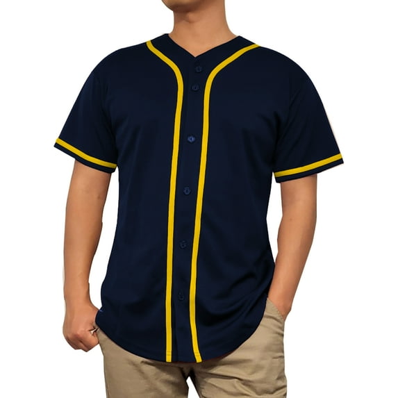 Lappel Men's Baseball Button Down Jersey College Sports Team Uniforms Size up to 3XL Short Sleeve Athletic Sports Tee Shirts Made in USA