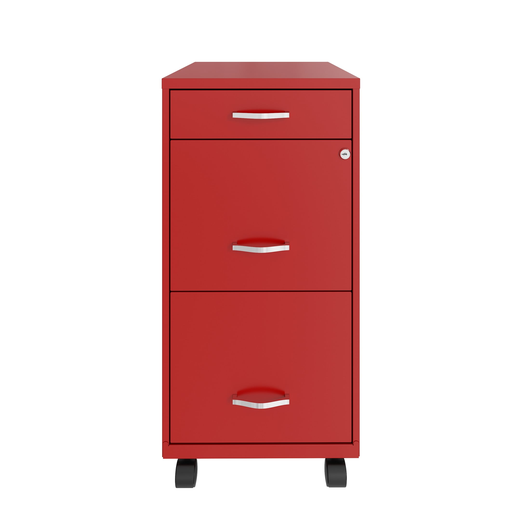 Space Solutions 18" Deep 3 Drawer Mobile Letter Width Vertical File Cabinet, Red
